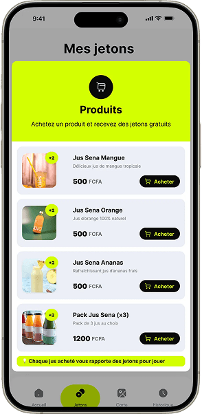 Ecran boutique de produits